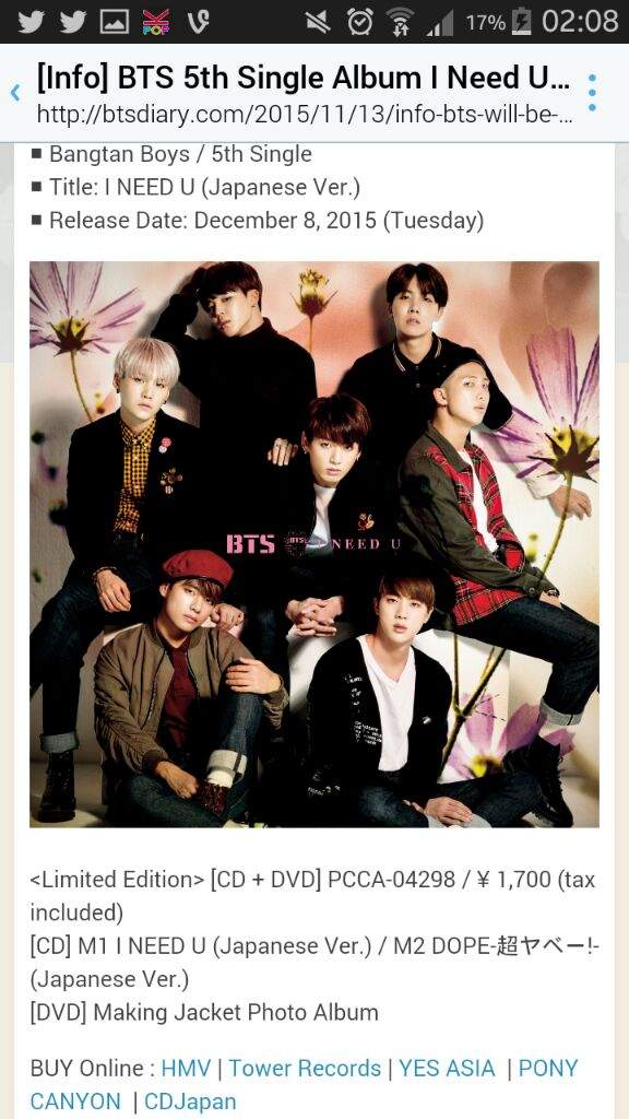 Bts Release I Need U Japanese Version K Pop Amino