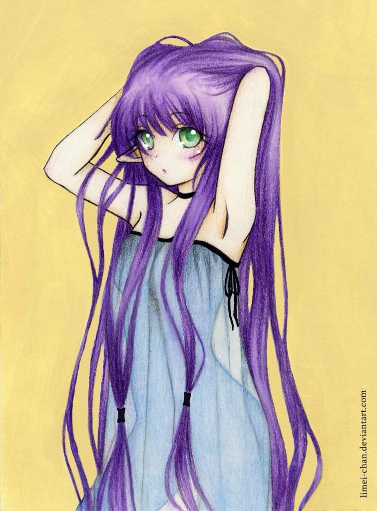 Anime girl with lilac hair