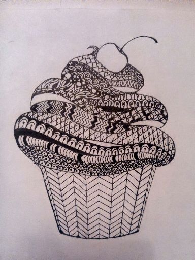 Zentangle cupcake coloring page :) | Art Amino