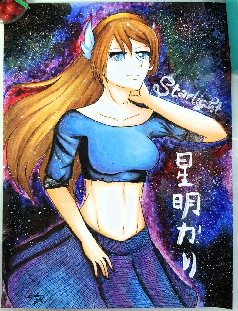 Blue anime galaxy background