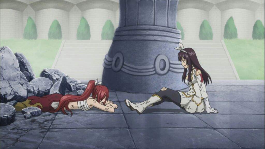 When Erza saved Kagura's life from a rock fall in the temple. 
