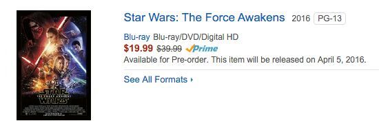 star wars the force awakens movie release date on dvd