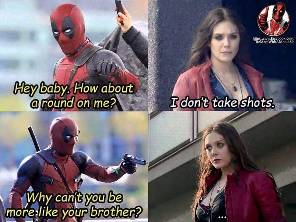 Deadpool and Scarlet Witch and Superman.