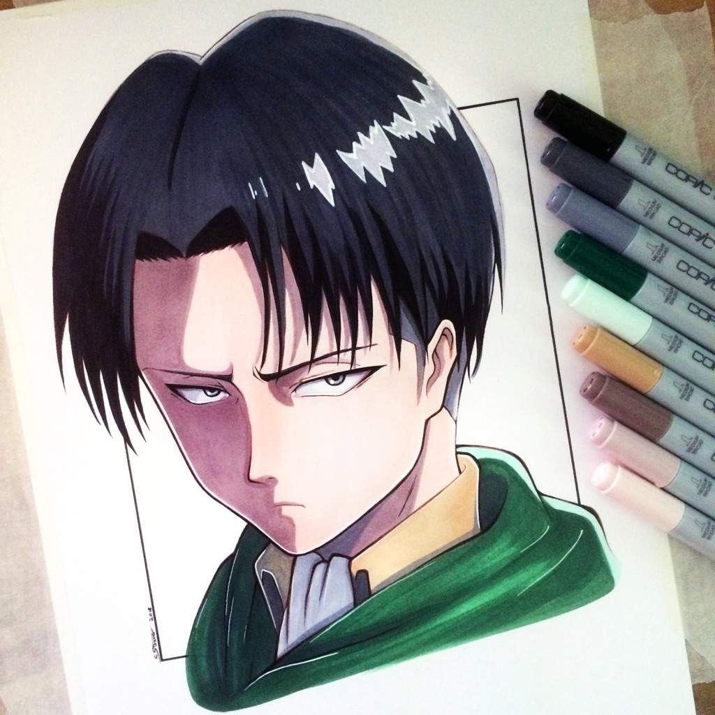 Levi Ackerman from Attack on Titan - Copic Marker Drawing | Art Amino