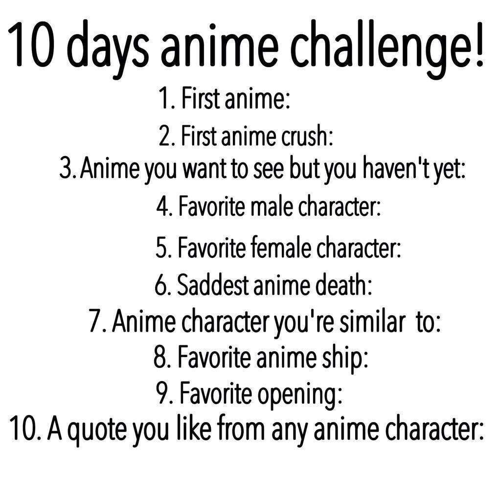 10 days anime challenge | Anime Amino