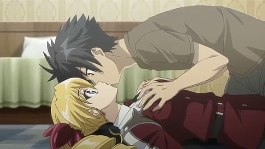 Funny anime vampire kiss scene
