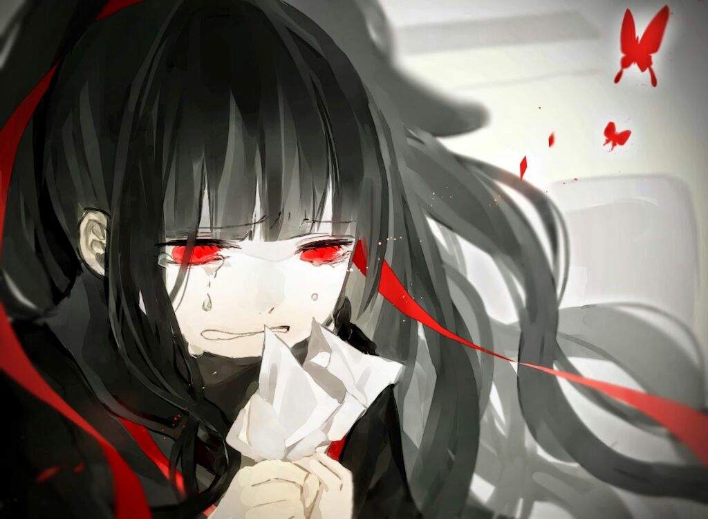 Cool Emotionless Black Hair Red Eyes Anime Girl - Elegance Nancy