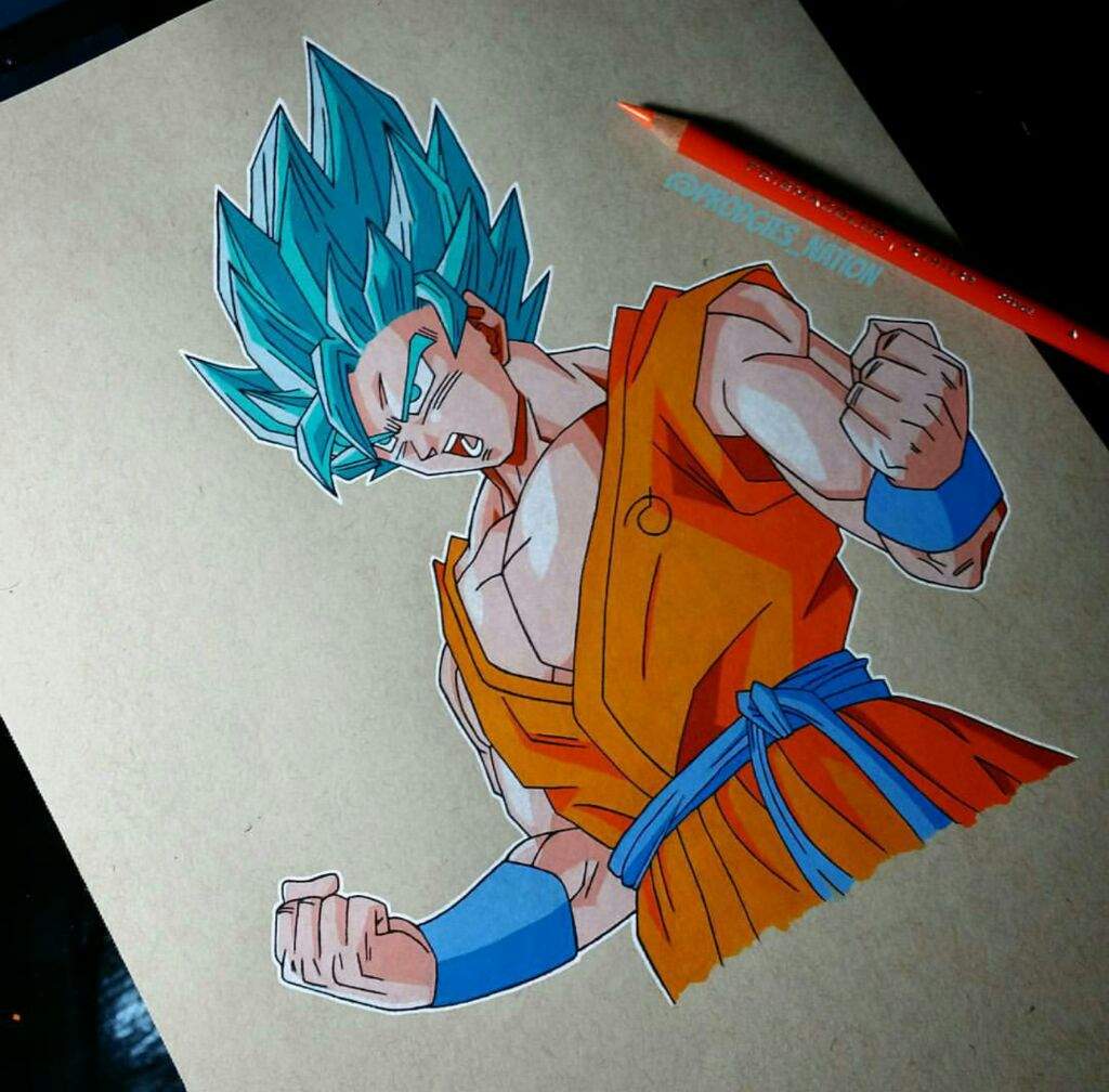 Drawing of Goku SSJ Blue - Color Pencils | Anime Amino