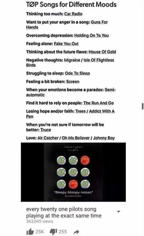 Twenty One Pilots Songs For Different Moods Pop Punk Amino