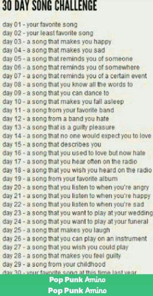 30 Day Song Challenge 12 Pop Punk Amino