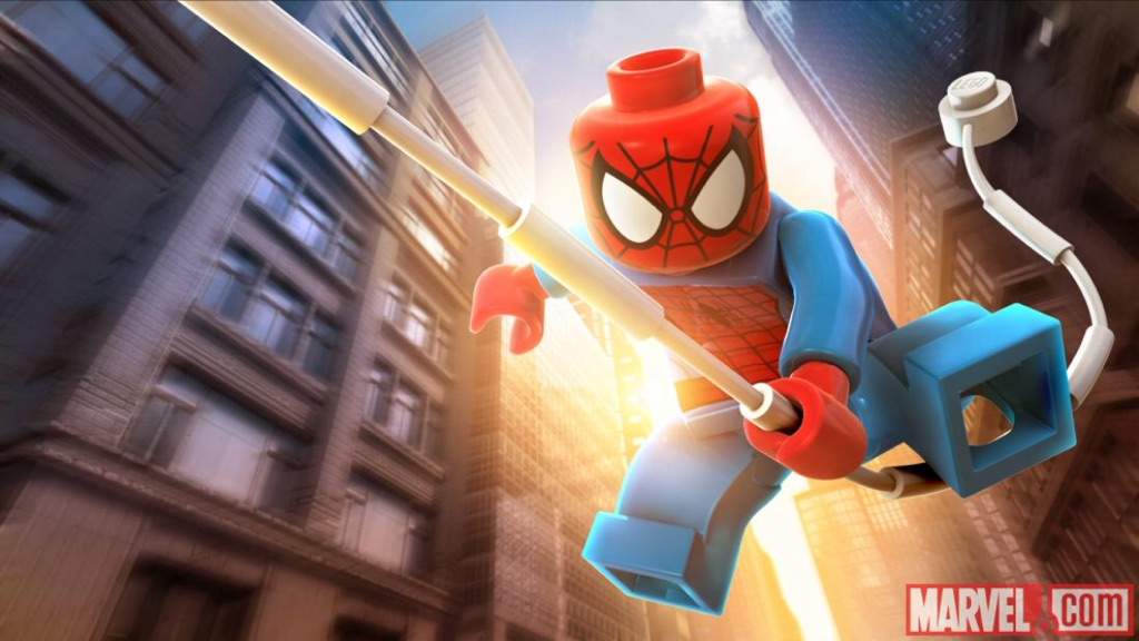 lego spider man swinging