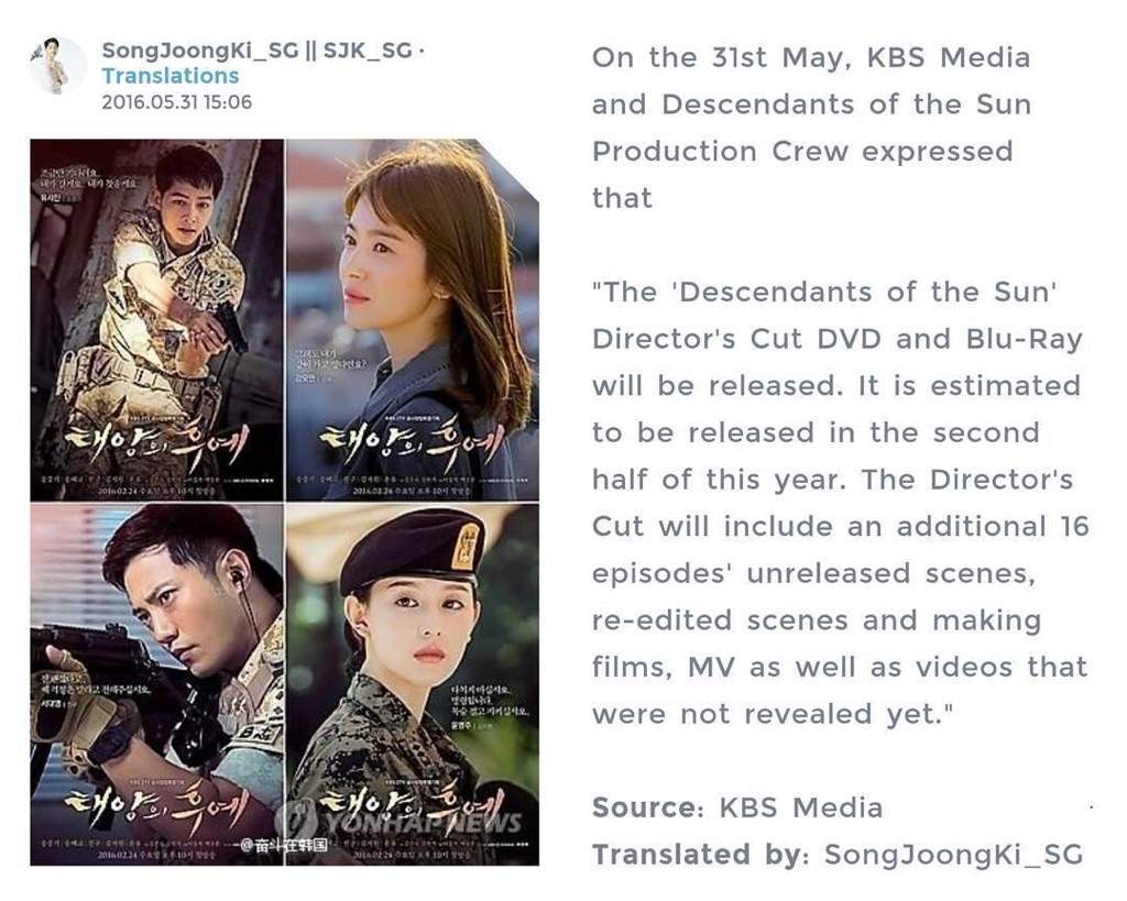 Descendants Of The Sun Directors Cut DVD K Drama Amino