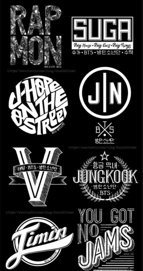 Fan logos de cada integrante de BTS | •K-Pop• Amino