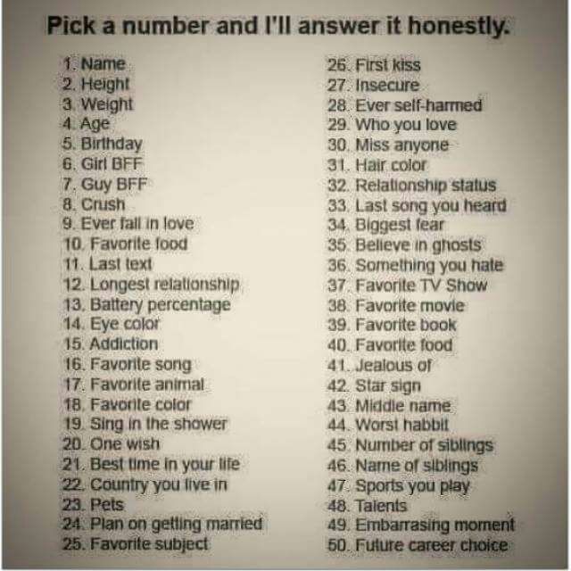 Pick a Number and I'll Answer it Truthfully.