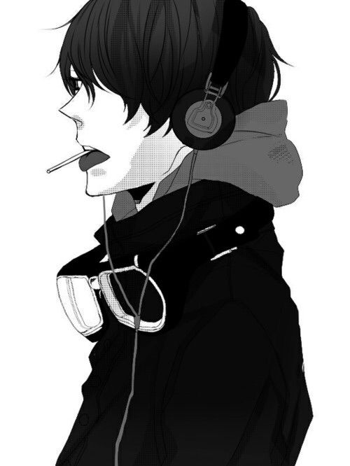 Anime guy with headphones