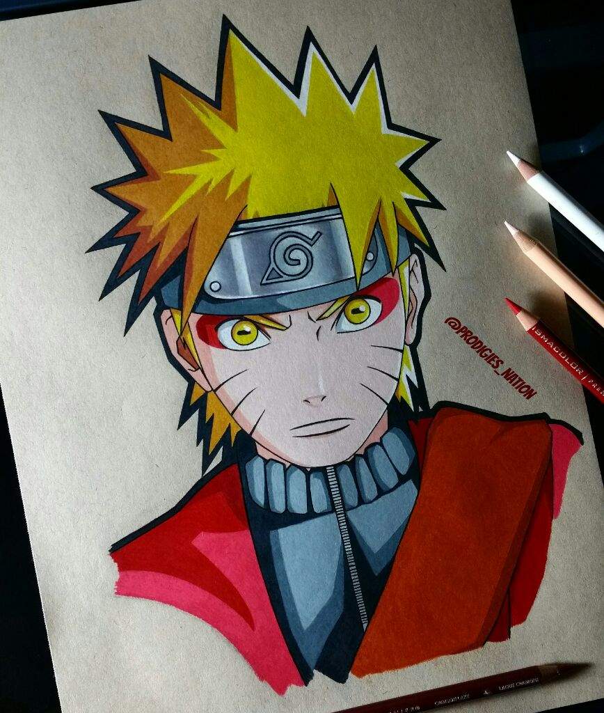 Drawing of Naruto Sage Mode Color Pencils Anime Amino