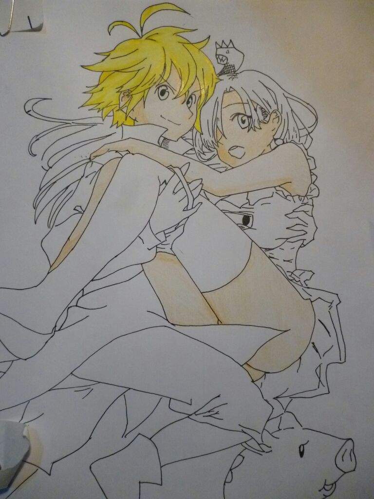 Dibujo Nanatsu no Taizai~Meliodas & Elizabeth | •Anime• Amino