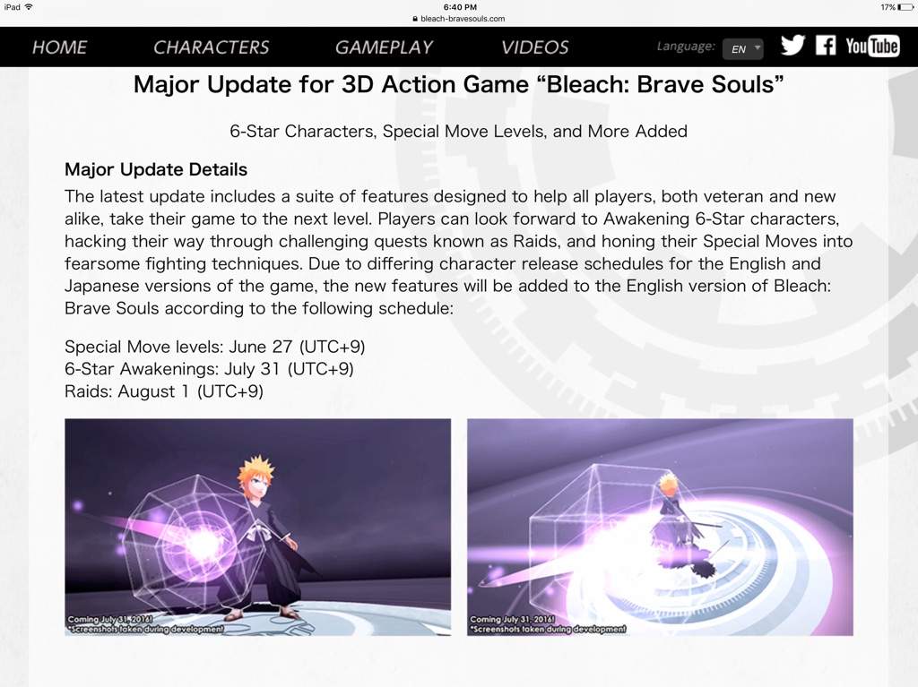 bleach brave souls special move level