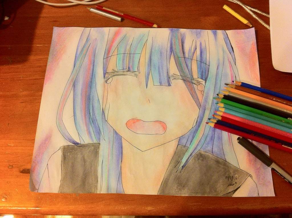 Drawing Of Crying Girl (Attempting to colour with Watercolour Pencil) |  Anime Amino