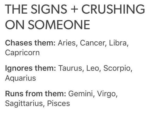 The signs + crushing on someone | Zodiac Amino