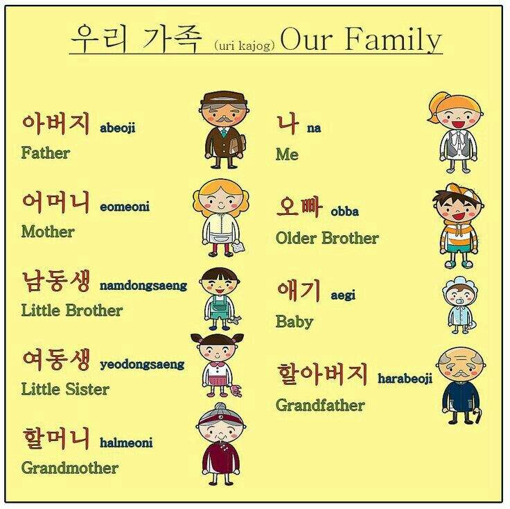 Family Members Korean Language Amino