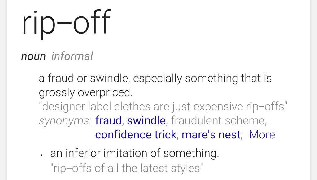 Synonyms for ripped off