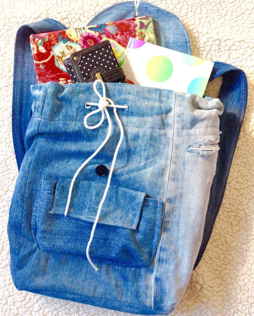 DIY denim backpack, recycle your old jeans! Crafty Amino