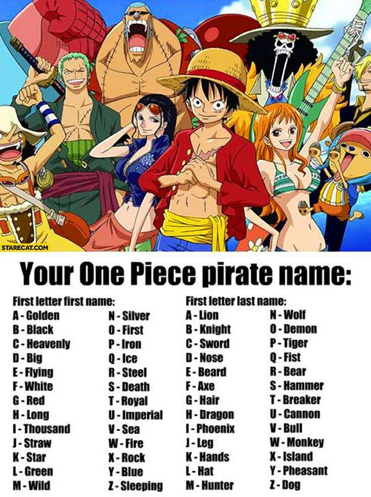 What S Your One Piece Pirate Name Anime Amino