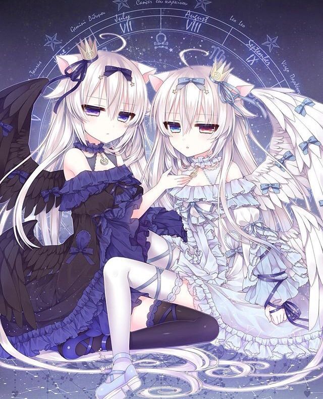 anime twins black and white