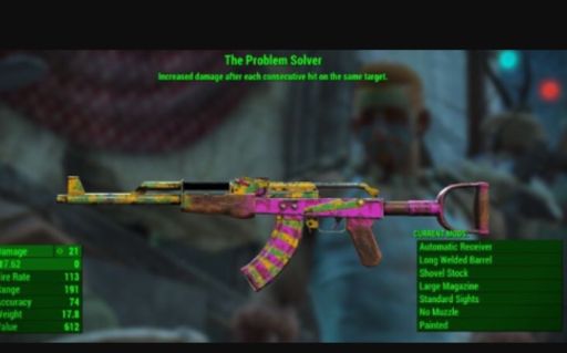 Unique weapon guide:problem solver | Fallout Amino