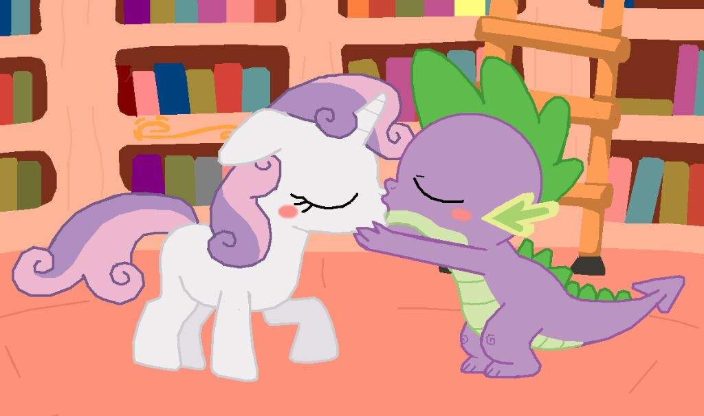 Spike and sweetie Belle kissing.