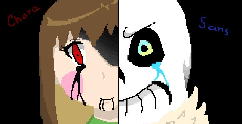 Evil Chara And Sans Pixel Art Undertale Aus Amino