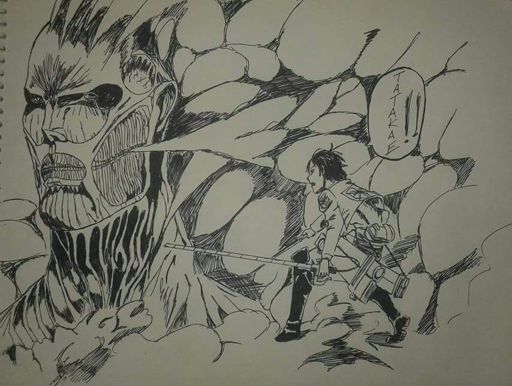 Boceto De Titan Acorazado Y Eren Titan 