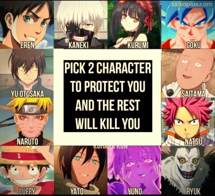 Pick 2 characters to protect u! | Anime Amino