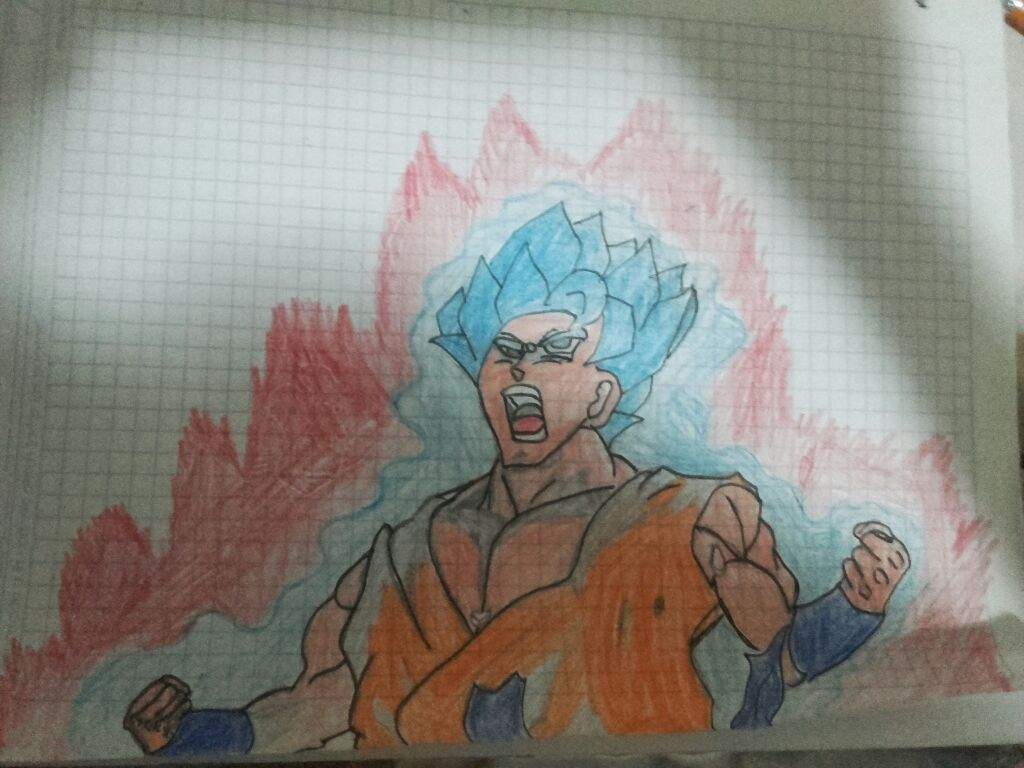 Mi dibujo de goku ssj blue super kaioken x 10 | DRAGON BALL ESPAÑOL Amino