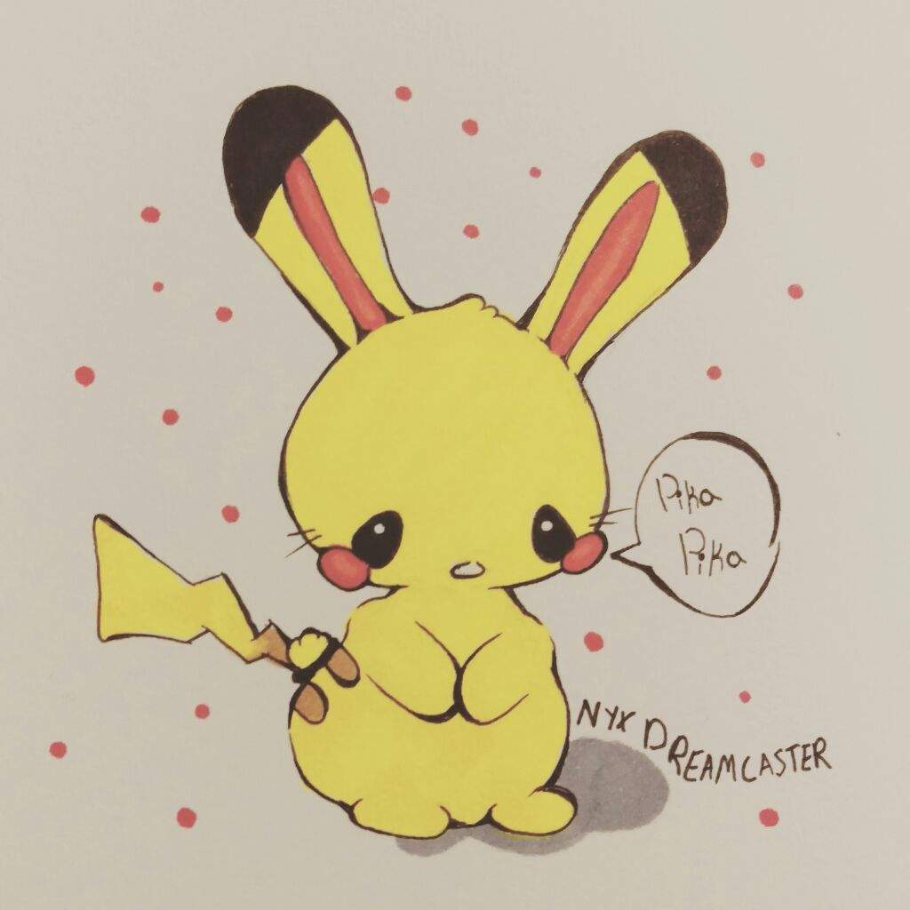 VA. drawing theme today was cosplay so I drew a bunny cosplaying as pikachu...