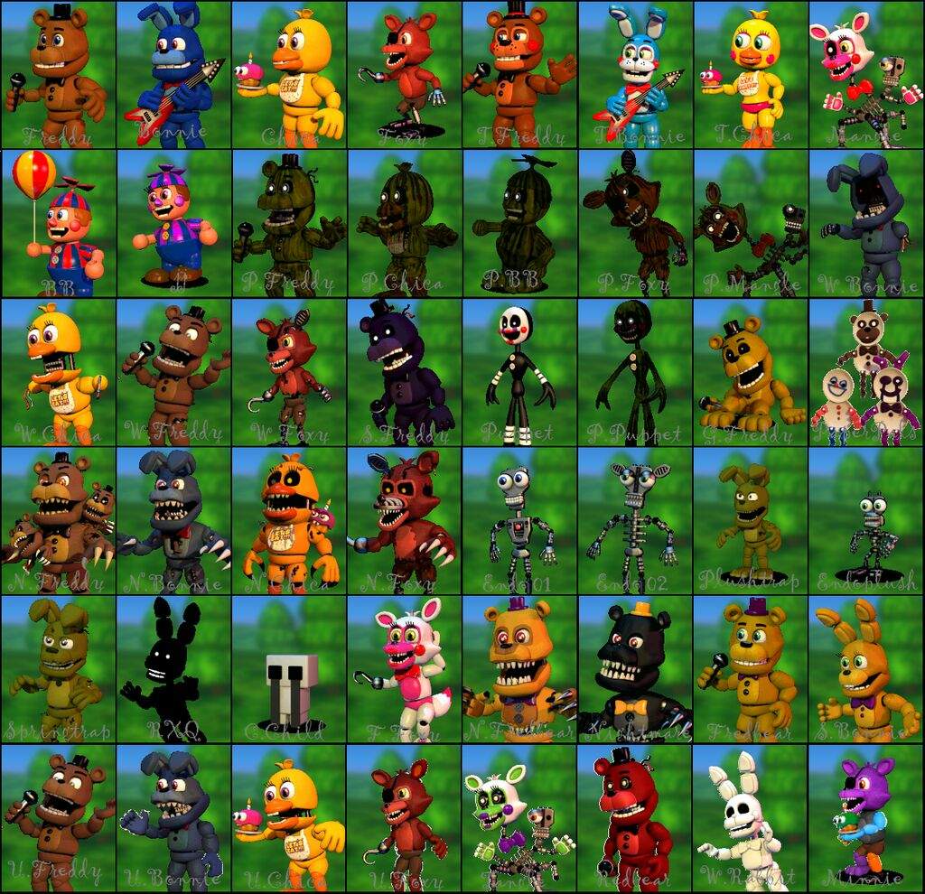 what fnaf characters did not make it in the game fnaf characters