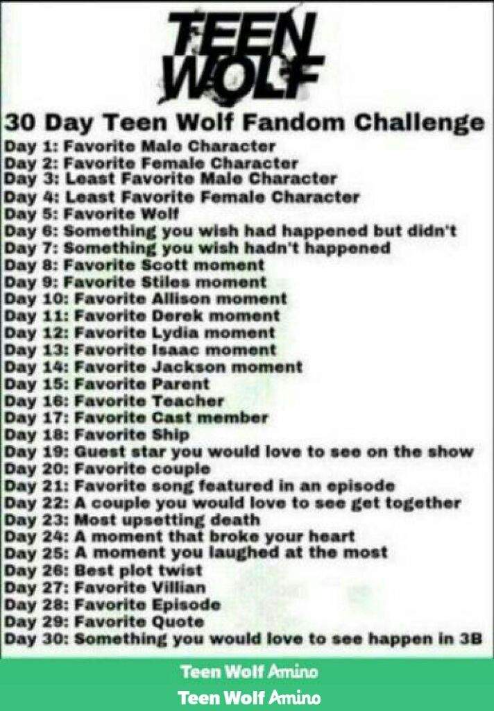 30 Day Teen Wolf Challenge Teen Wolf Amino