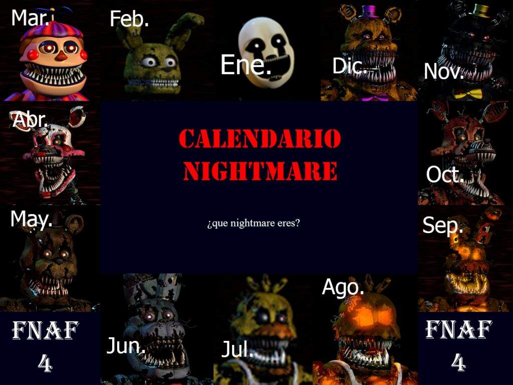 CALENDARIO NIGHTMARE FNaF Amino [ Español ] Amino