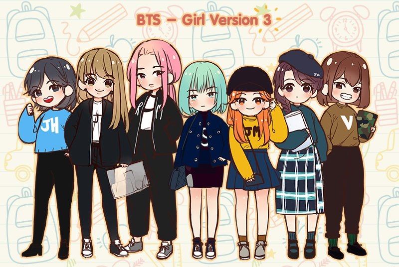 Genderbent Bts Fanart ☁︎ K Pop Amino