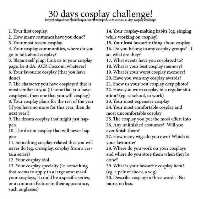 Day 1 {30 Day Cosplay Challenge} Cosplay Amino