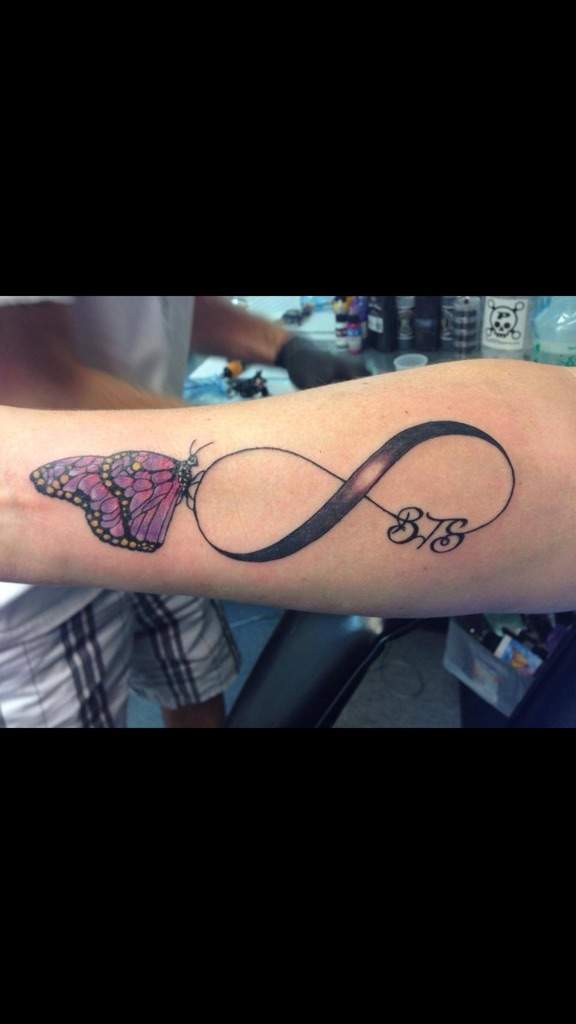 Tattoo of Butterflies Letters Vines