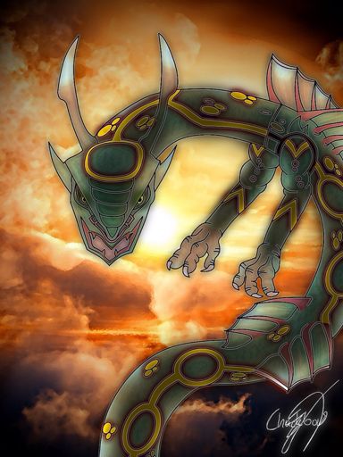 Rayquaza is Soaring trough the skies! ☀️🌙☁️ [MY ART] | Pokémon Amino