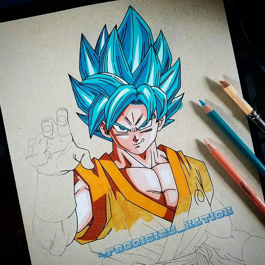  Drawing of Goku SSJ Blue WIP DragonBallZ Amino
