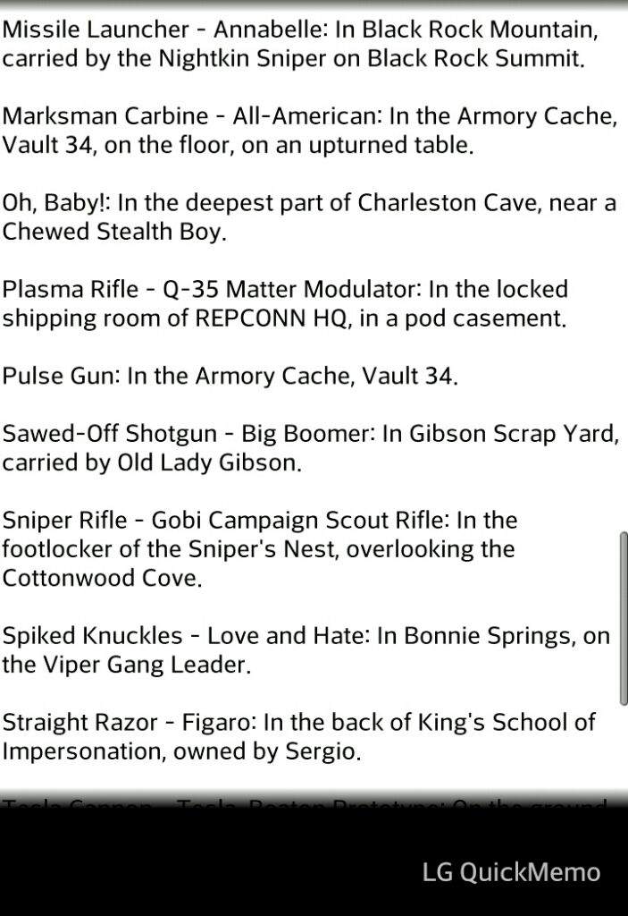 new vegas weapon locations