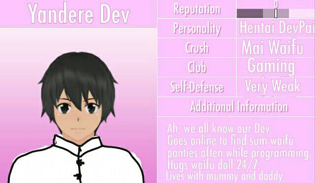 Yandere Dev S Student Profile ʖ Yandere Simulator Amino