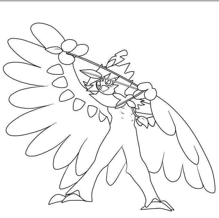 Decidueye Coloring Page Coloring Pages