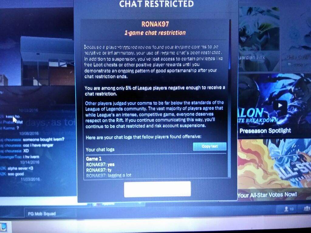 25 Game Chat Restriction Lol