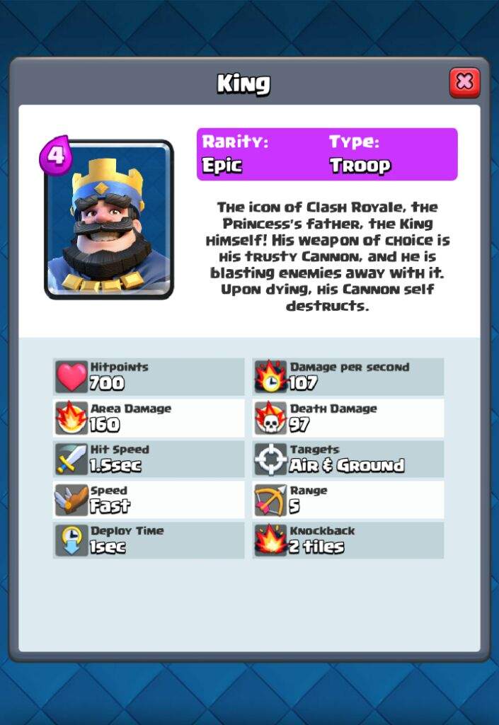 Card idea: King [With stats] | Clash Royale Amino