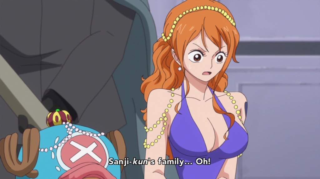 this is the face nami made when she realized that sanji is royalty in episo...